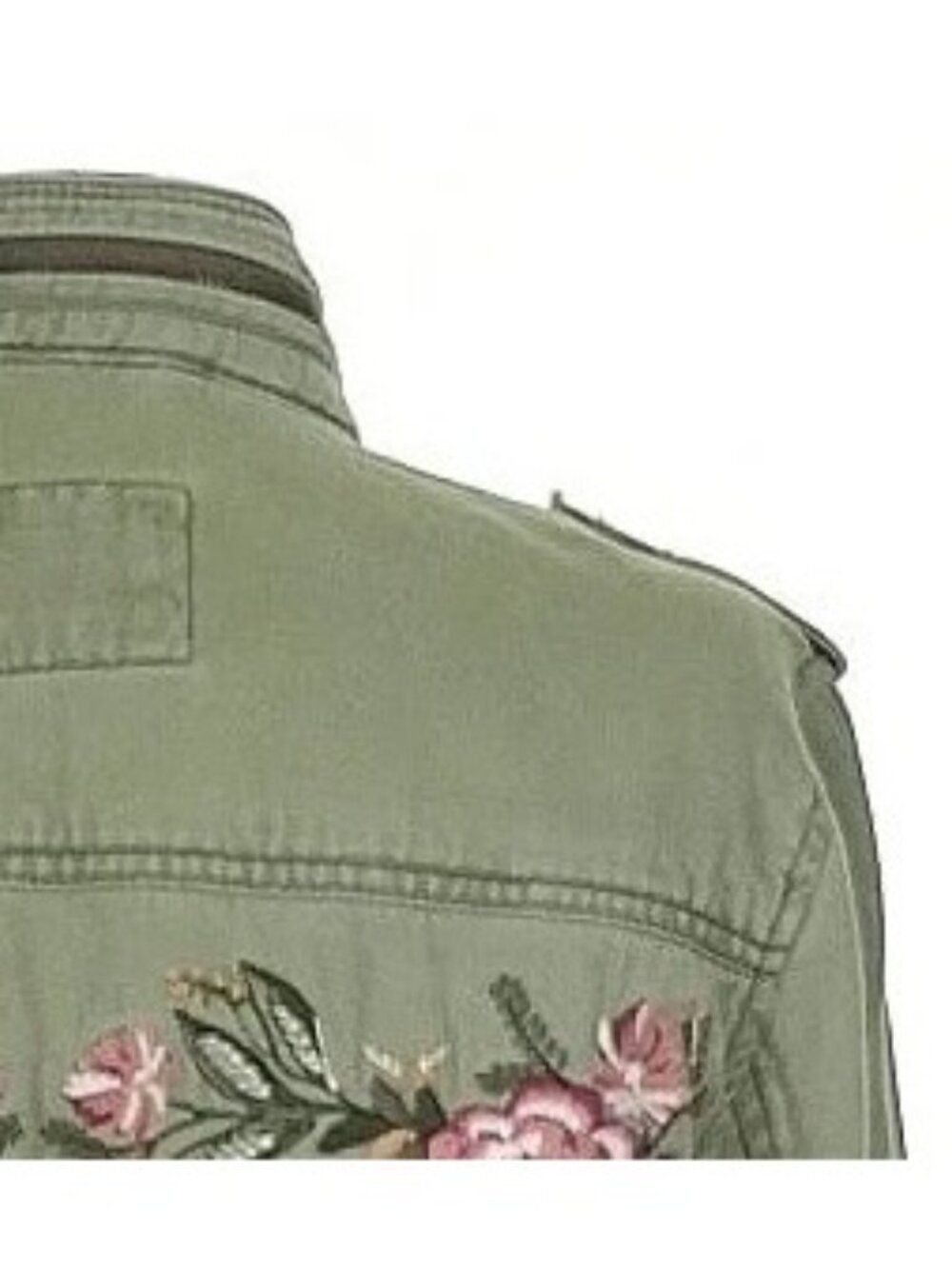 Abercrombie Green Floral Embroidered Utility Jacket | Military Boho Indie Sleaze - Picture 3 of 14